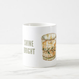 Shine Bright Candle Green Leaves Boho Coffee Mug