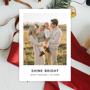 Shine Bright Cozy Christmas Minimalist Photo  Holiday Card