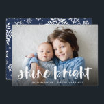 Shine Bright | Full Photo Hanukkah Holiday Card<br><div class="desc">Festive Hanukkah photo card features your favourite horizontal or landscape orientated photo in full bleed,  with "shine bright" overlaid in white hand lettered brush typography. Personalise the front of the card with your names and short holiday message.</div>