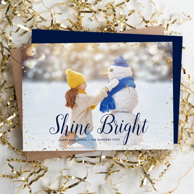 Shine Bright | Glitz Faux Glitter Photo Overlay Holiday Card (Creator Uploaded)