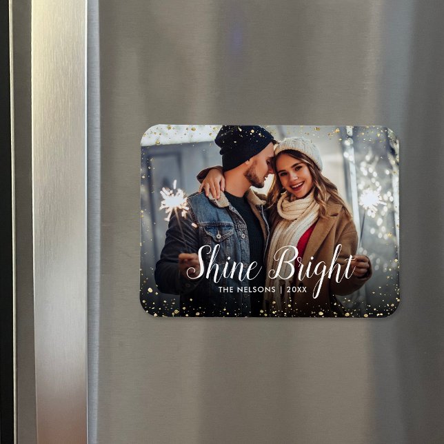 Shine Bright | Glitz Faux Glitter Photo Overlay Magnet (Creator Uploaded)