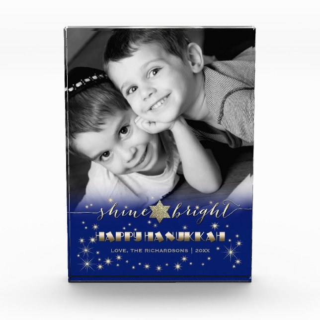 Shine & Bright Hanukkah Custom Photo Block (Front)