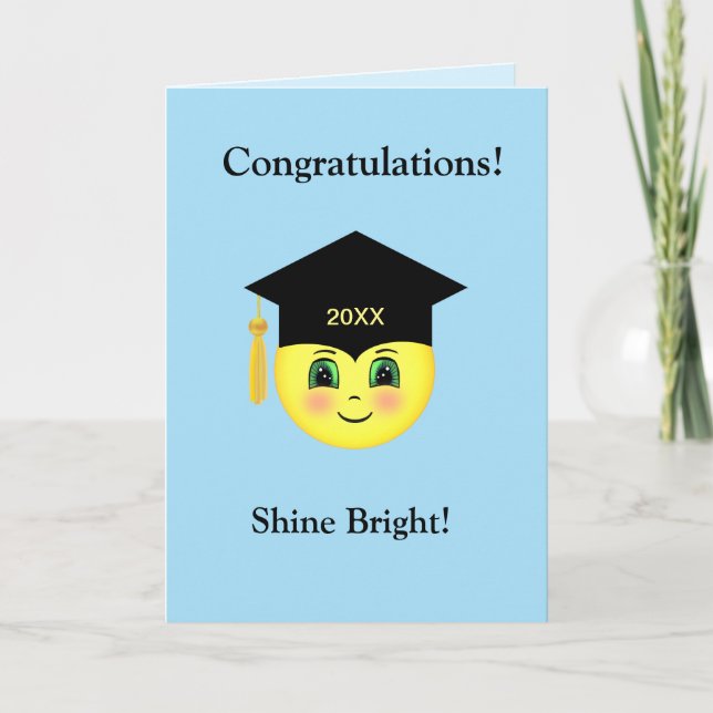 Shine Bright Happy Face Graduation Card (Front)