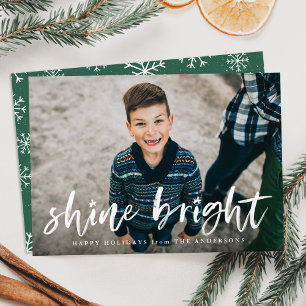 Shine Bright   Holiday Photo Card in Green