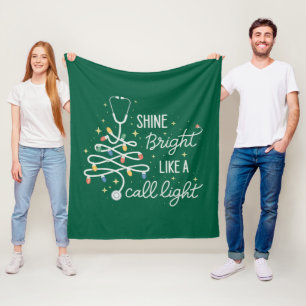 Shine Bright Like A Call Night Nurse Christmas Fun Fleece Blanket