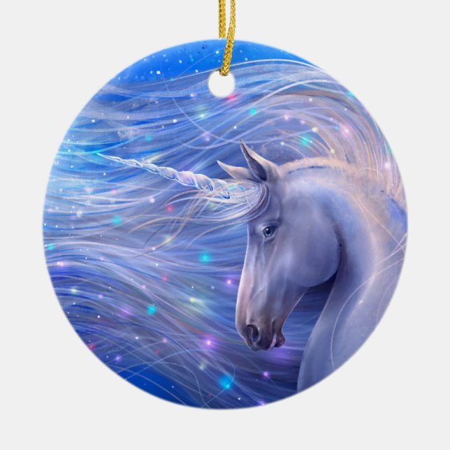 Shine Bright Magical Unicorn Ceramic Ornament (Front)
