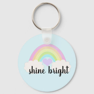 Shine Bright  Pastel Watercolor Rainbow Key Ring