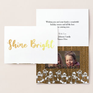 Shine Bright Snowman Christmas Photo Foil Card