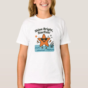 Shine Bright Starfish Cute Orange Beach Design T-Shirt