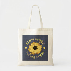 Shine Bright Sunflower on Blue Tote Bag