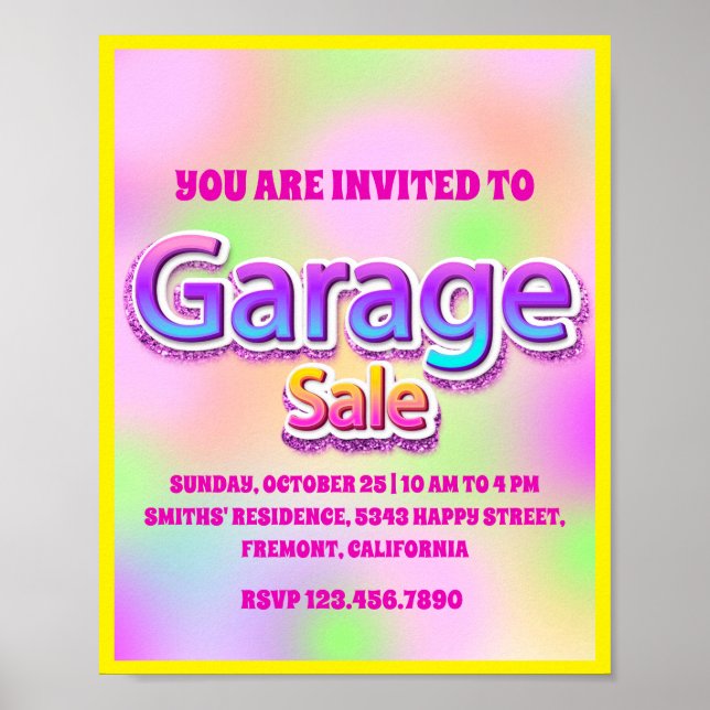 Shine Bright with the Pink Garage & Yard Sale  Poster (Front)
