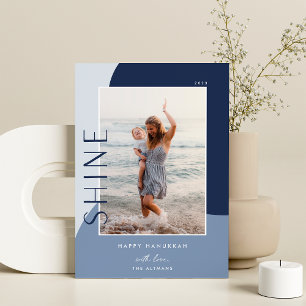 Shine Colorblock   Vertical Photo Hanukkah Holiday Card
