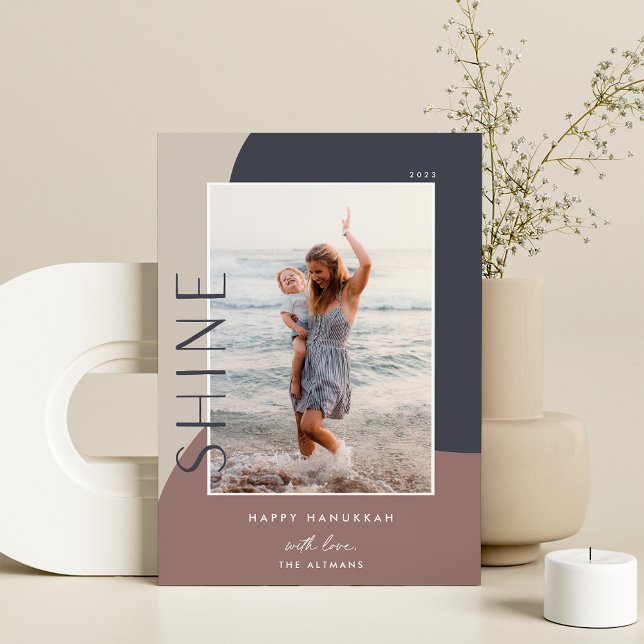 Shine Colorblock | Vertical Photo Hanukkah Holiday Card (Creator Uploaded)