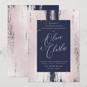 Shine, Faux Metallic Blush Pink Brush Stroke Invitation