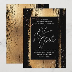Shine, Faux Metallic Gold Brush Stroke Invitation