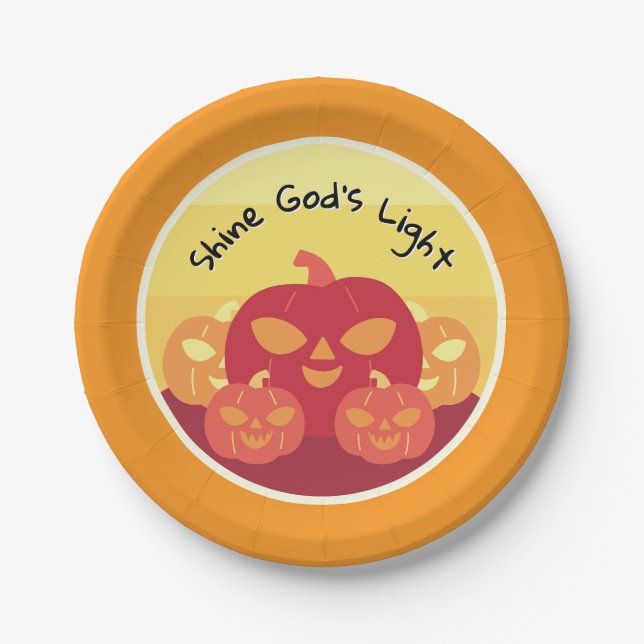 Shine God’s Light Halloween Paper Plates  (Front)