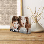 Shine | Hanukkah Photo Block<br><div class="desc">Elegant and simple Hanukkah photo block creates a beautiful holiday keepsake for your home. Add a favourite photo with "shine" overlaid in white handwritten calligraphy script. Personalise with your custom caption,  your name(s) or the year.</div>