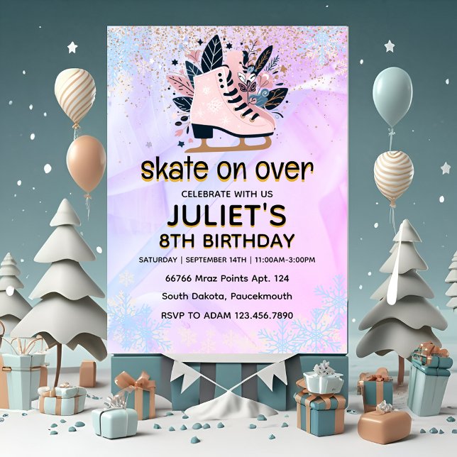 shine ice skating 8TH birthday party Invitation (Creator Uploaded)