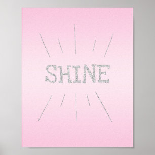 Shine Light Pink with Silver Glitter Poster