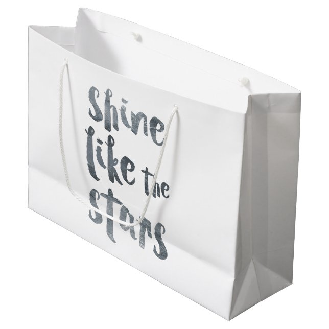 Shine Like the Stars - Silver Metallic Motivationa Large Gift Bag (Front Angled)