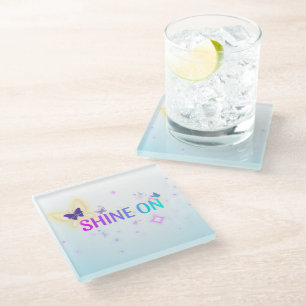 "Shine On" Glass Coaster – Inspirational Butterfly
