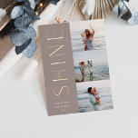 Shine On | Modern 3 Photo Collage Hanukkah Foil Holiday Card<br><div class="desc">A chic and elegant Hanukkah card design featuring three photos aligned at the right in a vertical layout. "Shine" appears alongside your photo in modern gold foil type. Personalise with your family name and custom Hanukkah greeting beneath for the perfect finishing touch to these cool minimalist holiday photo cards.</div>