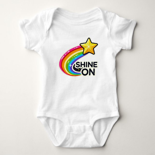Shine On Rainbow and Star Baby Bodysuit (Front)