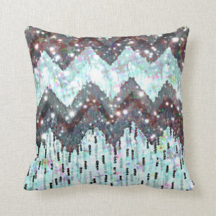SHINE ON, WINTER LOVE Chevron Black White Stars Cushion