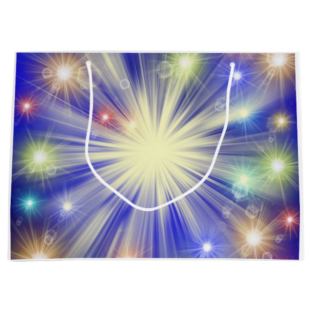 shine, star, sparkle, glow, glitter, light, effect large gift bag (Front)