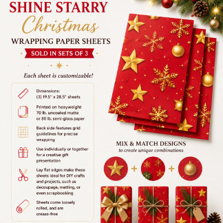 Shine Starry Christmas Wrapping Paper Sheet