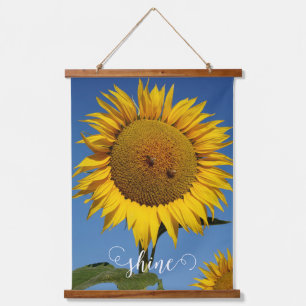 shine sunflower blue hanging tapestry