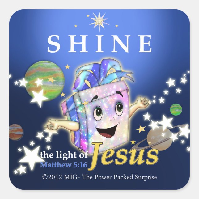 Shine the Light of Jesus Square Sticker (Front)