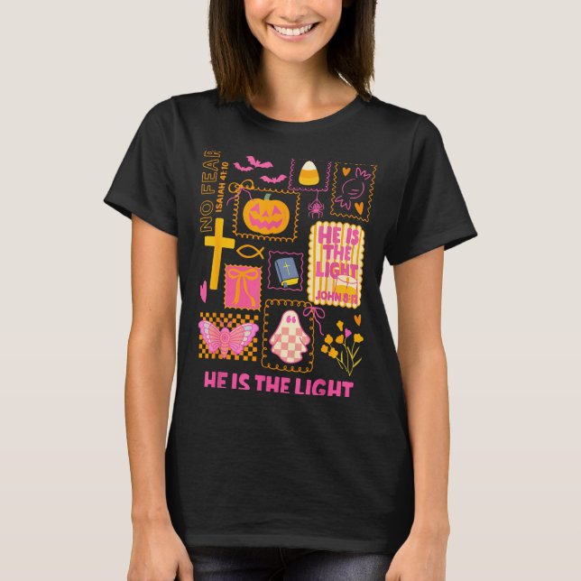 Shine With The Light Of Jesus Christian Halloween  T-Shirt (Front)