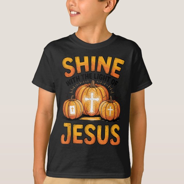 Shine With The Light Of Jesus Halloween Christian  T-Shirt (Front)