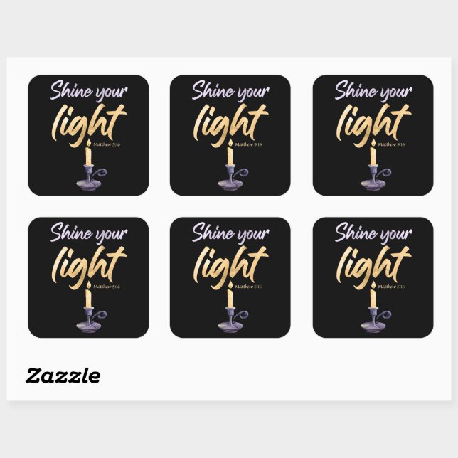 Shine Your Light Matthew 5:16 Women & Girls Faith Square Sticker (Sheet)