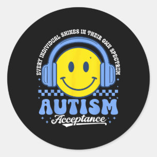 Shines In Their Own Spectrum Autism Awareness Acce Classic Round Sticker