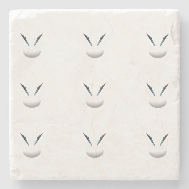 SHING WHITE GLOBES MODERN ART LESS IS MORE STONE COASTER (Front)