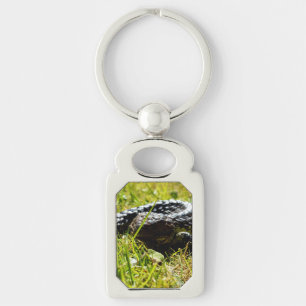 Shingleback Lizard On Grass,  Metal Keyring