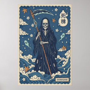 Shinigami Art Print Japanese Grim Reaper, Dark