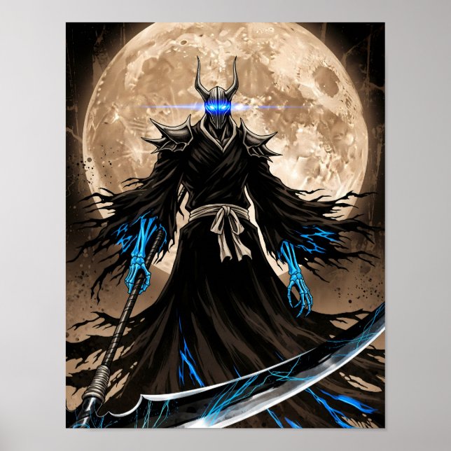 Shinigami Sumi-e Grunge Art Poster (Front)