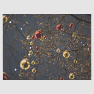 Shining and Glowing Red Gold Christmas Ornaments Tissue Paper