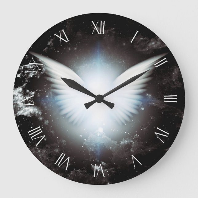 Shining angel wings large clock (Front)