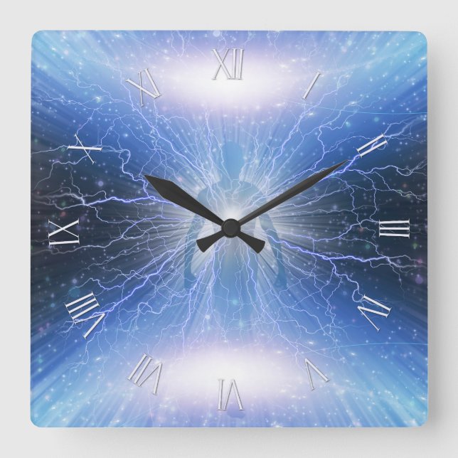 Shining aura in light square wall clock (Front)
