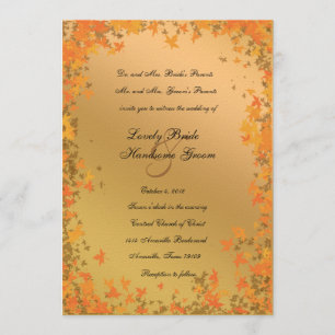Shining Autumn Gold Tangerine Wedding Invitation
