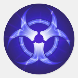 Shining Blue Biohazard Symbol Sticker