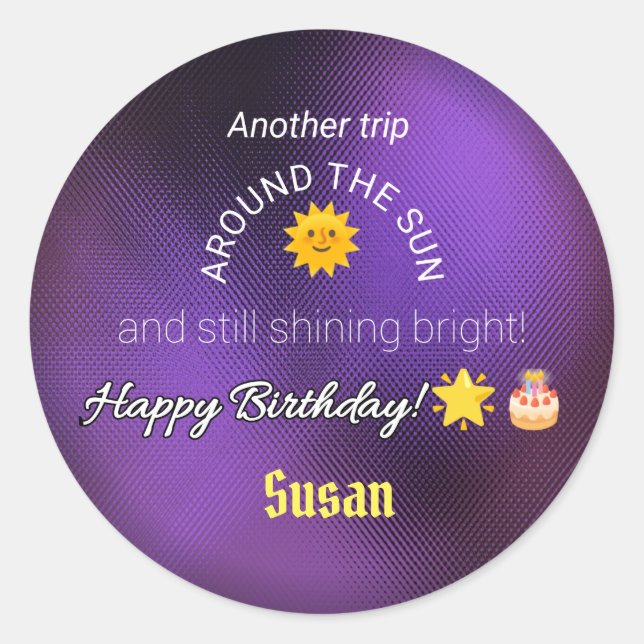 Shining Bright: Birthday Round Sticker (Front)