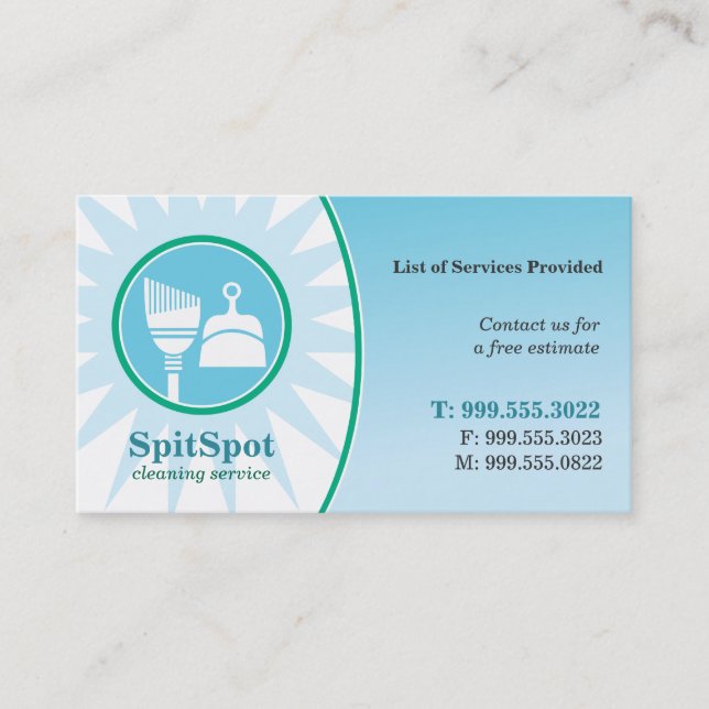 Shining Bright Cleaning Service Business Card (Front)
