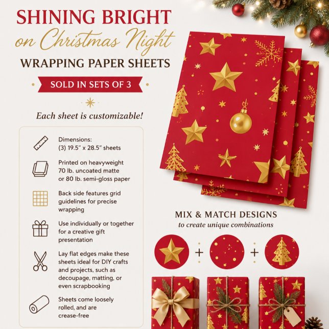 Shining Bright on Christmas Night Wrapping Paper Sheet (Creator Uploaded)