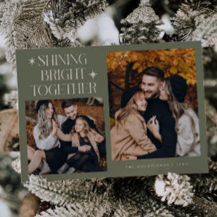 Shining Bright Stars Sage Multi Photo Holiday Card