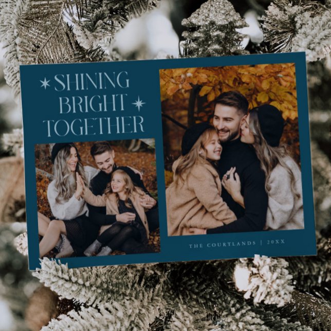 Shining Bright Stars Teal Multi Photo Holiday (Creator Uploaded)